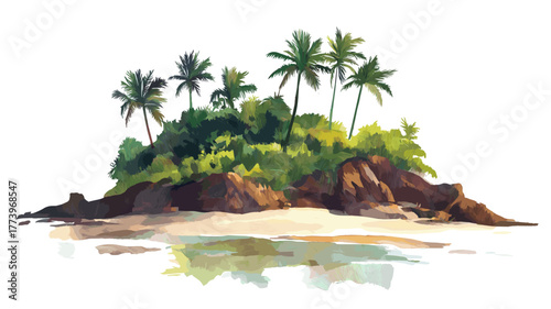 Devil Island - Iles du Salut. Devil Island - Iles du Salut hand drawn watercolor illustration