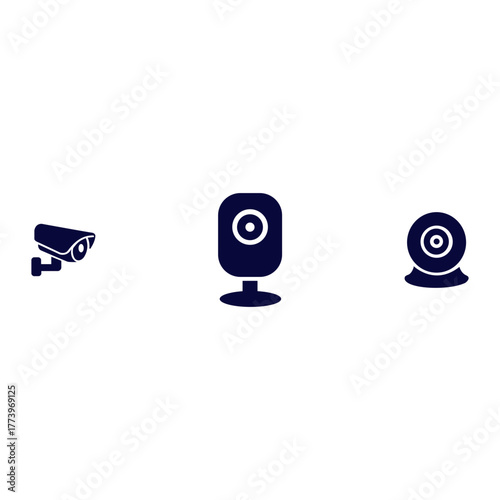 Flat Vector CCTV and IP Camera Designs Video Recording and Surveillance Icons Smart Surveillance Device Vector Illustrations Network Security Camera Vector Graphics
