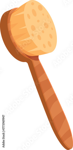 Cartoon bath brush with wooden handle offers gentle exfoliation and promotes relaxation during bathing routines