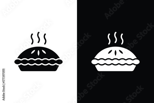 Freshly baked pie icon, Black and white vector design