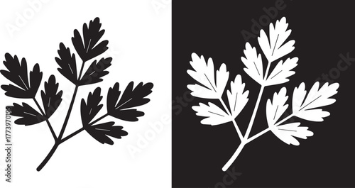 leaf silhouette negative positive space symmetrical parsley leaf