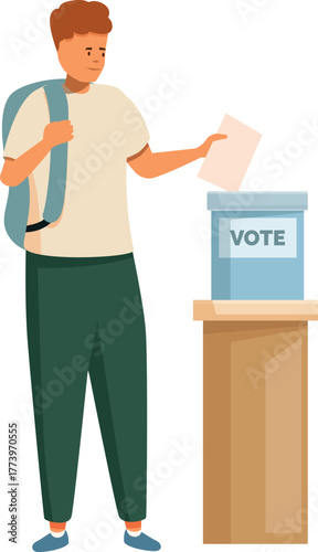 Student exercising his right to vote, participating in elections and democracy
