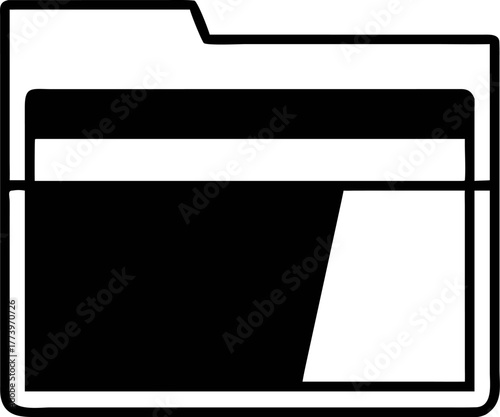 Black and white folder icon, a symbol representing data storage and organization, useful for digital interfaces and document management