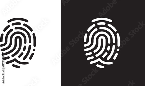 fingerprint icon contrast black and white biometric identity security design