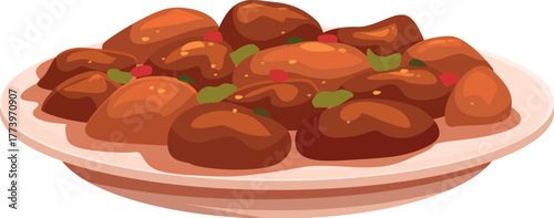 Chicken masala dish served on a plate, featuring tender chicken pieces in a rich and flavorful sauce, garnished with fresh herbs and spices