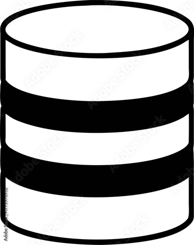 Database Server Storage A Simple Round Cylinder Illustration for Technology & Business Concepts in Black and White