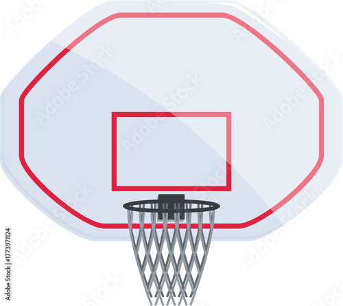 Basketball hoop and backboard ready for game, representing competition and athletic achievement