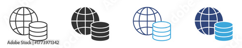 Global data icon set, vector illustration .