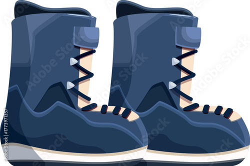 Comfortable snowboarding boots isolated on white background, ready for winter sports and outdoor activities