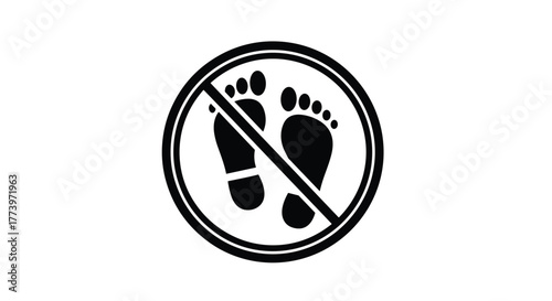 Clear prohibition symbol for no entry or no walking conveying a strong warning against trespassing or unauthorized access in a simple graphic