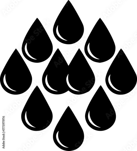 An elegant collection of black liquid drops, a clean and minimalist vector illustration perfect for fluid, water, or oil-related designs