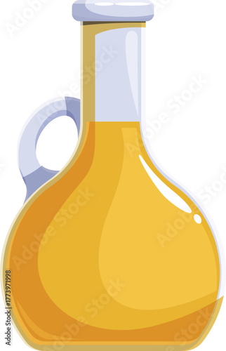 Cartoon illustration of a glass jug containing oil, ideal for cooking and salad dressing