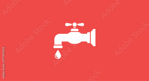 Dripping faucet icon symbolizing water conservation plumbing or resource management in a clean modern design
