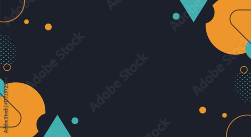 Abstract Geometric Dark Background with Orange and Teal Shapes