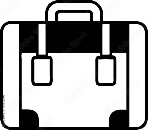 Vector Suitcase Icon Black and White Minimalist Design for Travel and Business, Representing Luggage or Professional Style