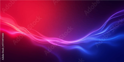 Bright abstract digital art of flowing purple and pink light waves and curved lines for a textured background pattern