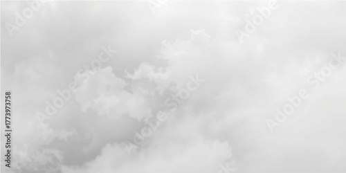 Vibrant summer blue sky with fluffy white cumulus clouds and wisps of smoke against a black and white background