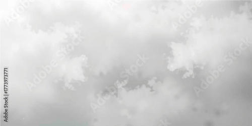 Ethereal white fog and mist merge with the cloudy blue sky, diffusing the sunlight into an abstract, light cloudscape
