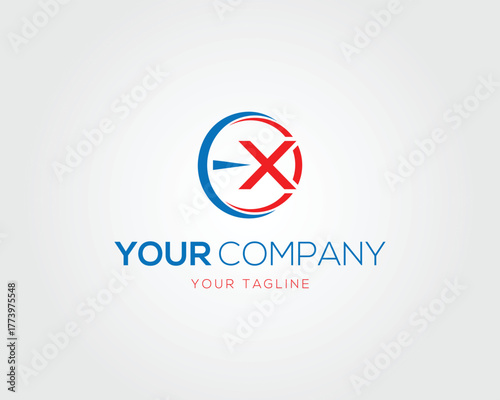 Letter EX abstract logo with text Y O U R C O M P A N Y O U R T A G L I N E vector template