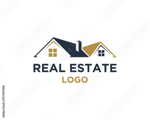 House Roofs with Real Estate Logo Text vector template