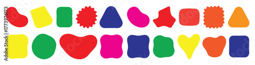 Abstract organic blob shapes vector pack. Fluid wavy round forms and soft liquid doodle elements. Modern oval background vector illustration