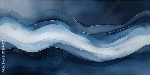 🌊 Abstract blue ocean waves create a tranquil surface texture with light and ripples