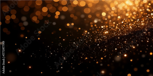 Bright, golden Christmas tree lights with sparkling bokeh create a glowing holiday backdrop