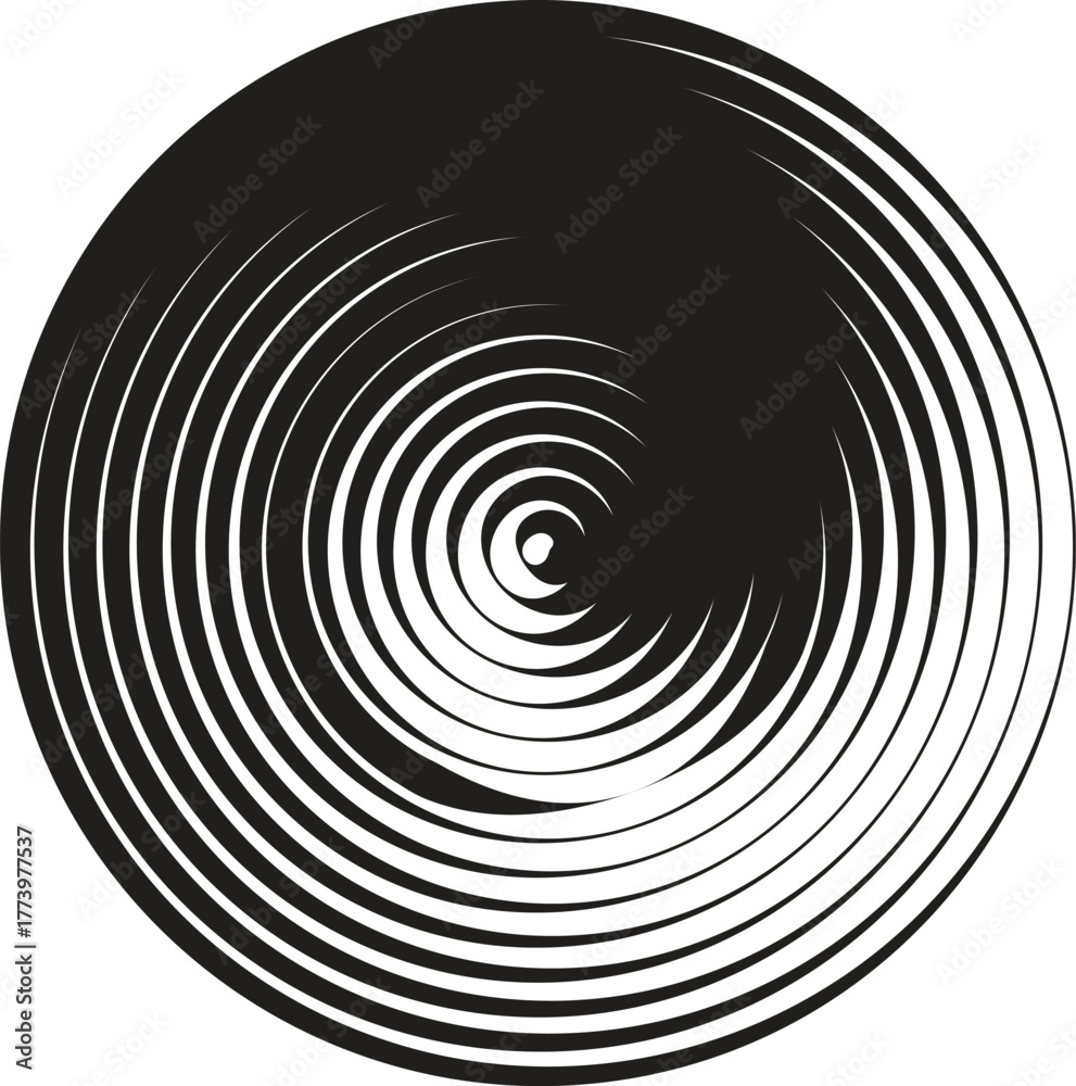 Fototapeta premium black thick halftone dotted circle speed lines. Abstract geometric shape motion. Design elements for frames, tattoos, web pages, prints, posters, and templates. Technology round Logo. Sunburst. Vector