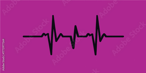 Abstract vector illustration of a medical cardiogram heart beat line showing a healthy life pulse rate through an EKG electrocardiogram wave on a digital monitor graph for cardiology healthcare