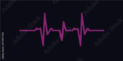 Abstract vector illustration of a healthy heartbeat pulse line forming a heart shape on a medical cardiogram monitor graph for healthcare technology