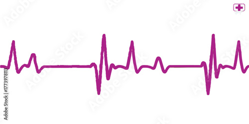 Green heartbeat cardiogram wave on monitor graph showing pulse rate line vector for medical health illustration