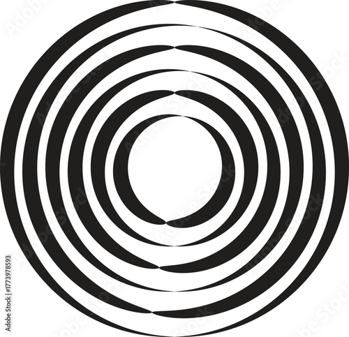 black thick halftone dotted circle speed lines. Abstract geometric shape motion. Design elements for frames, tattoos, web pages, prints, posters, and templates. Technology round Logo. Sunburst. Vector