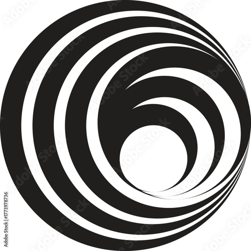 black thick halftone dotted circle speed lines. Abstract geometric shape motion. Design elements for frames, tattoos, web pages, prints, posters, and templates. Technology round Logo. Sunburst. Vector