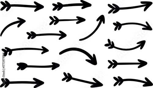 Collection of creative and simple hand drawn arrow vector shapes
