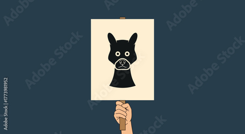 Minimalist line art of dog silhouette on protest sign