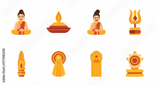 Spiritual and Religious Icons Set of Traditional Symbols for Design and Illustration