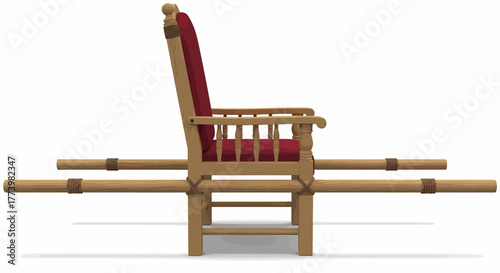 Elegant Wooden Sedan Chair Illustration Transport, Comfort, History