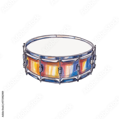 snare drum drawn vector illustration