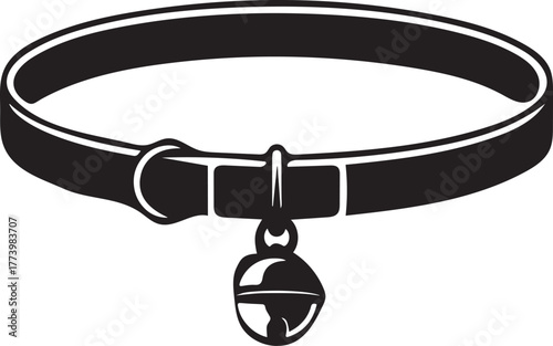 Pet Collar with Bell Silhouette Icon animal