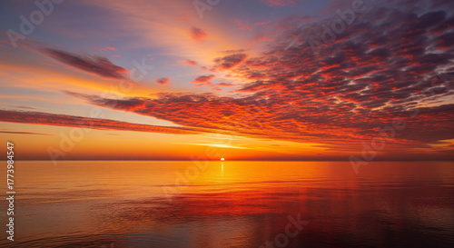 red sunset over the sea