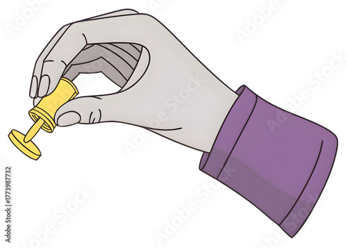 Hand holding a golden chess piece pawn against a black background