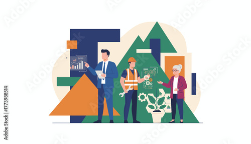 Team collaboration across business engineering and sustainable development using data and technology