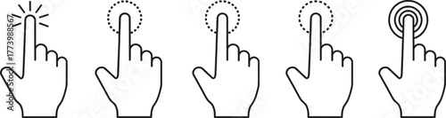 Touchscreen Hand Gestures Line Art Illustration Collection Modern Design Style