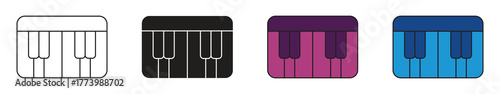 Piano keyboard icon set, vector illustration.