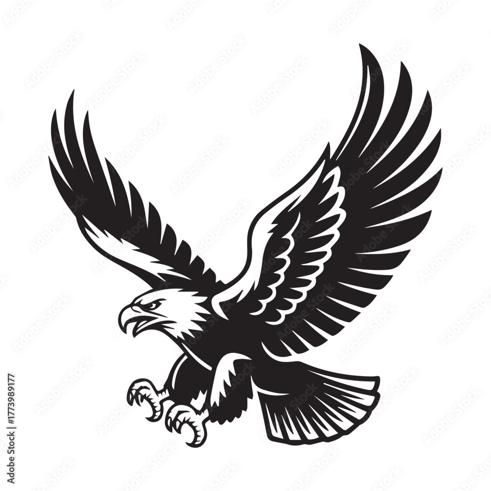 Fototapeta premium Peaceful flying eagle and dove silhouette vector tattoo design