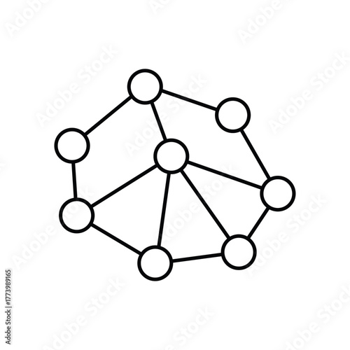 Neural network icon designed in vector line style, isolated on a white background. Ideal for artificial intelligence, machine learning, deep learning, and data analysis concepts.