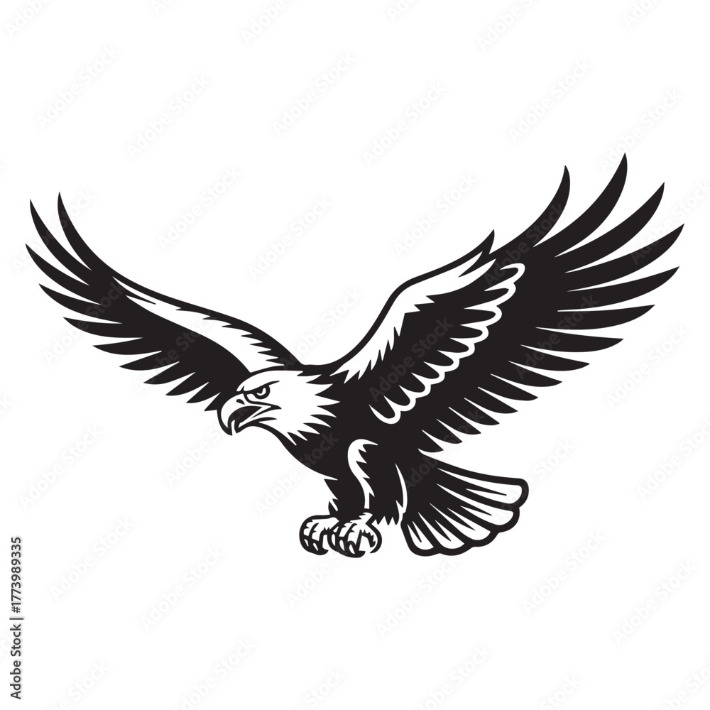 Obraz premium Eagle flying vector illustration with wings spread in the sky