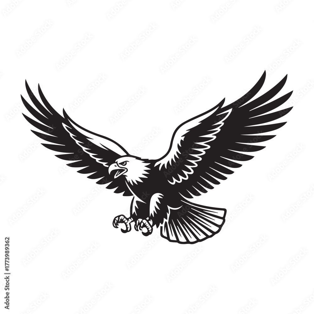 Fototapeta premium Dove and eagle vector illustration with flying wings silhouette