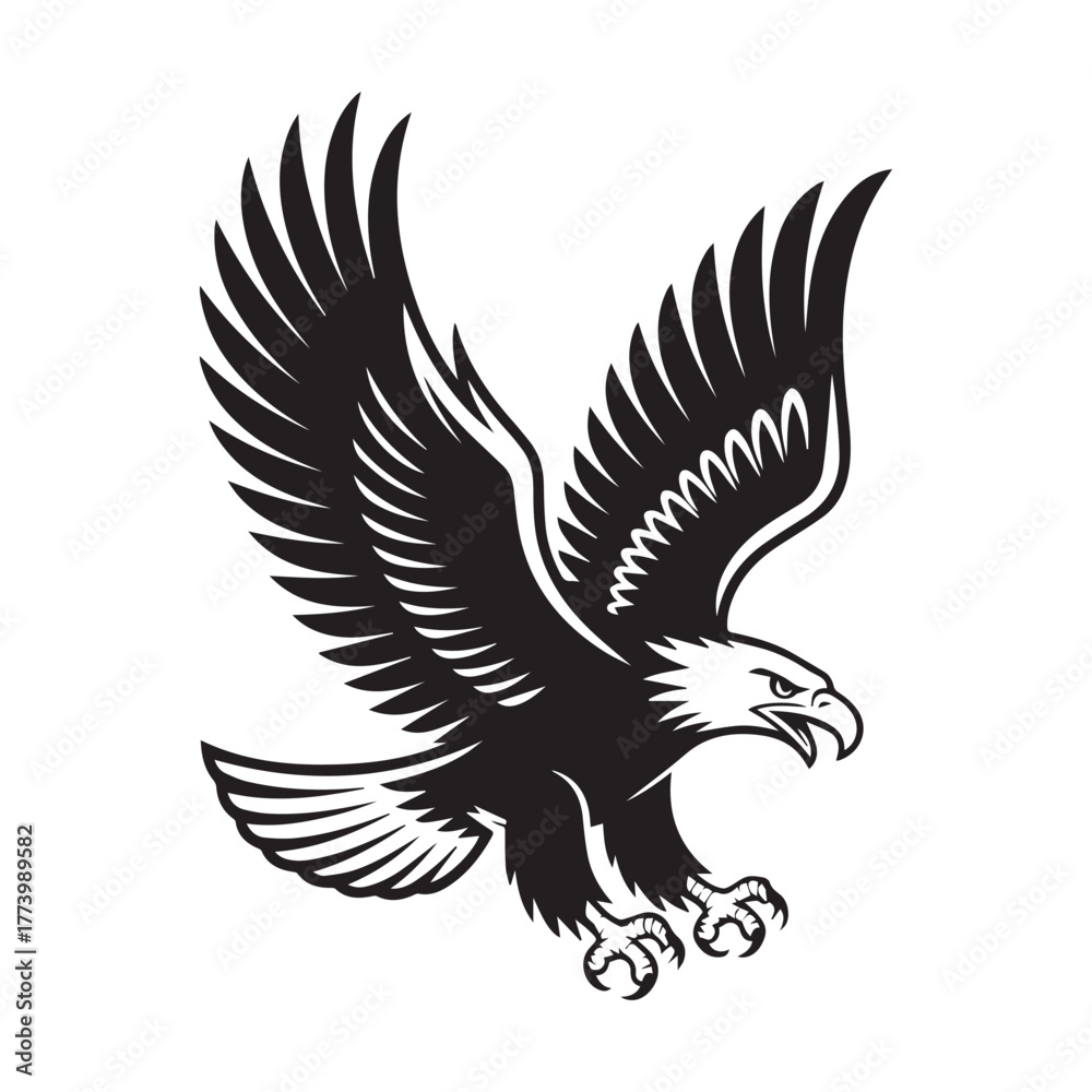 Fototapeta premium Eagle in Flight Vector Illustration with Tribal Wings Design