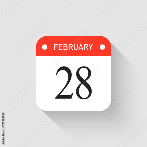 Vector icon page day calendar - 28 February month